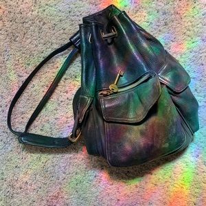 Black leather vintage Fossil bag / backpack.
